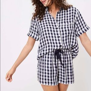 Loft gingham navy and white pajama set